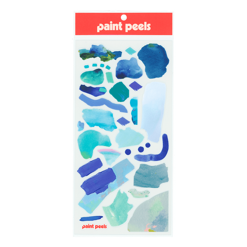 Vibrant Blues Paint Peels - No.005 Single Sticker Sheet-zoom-