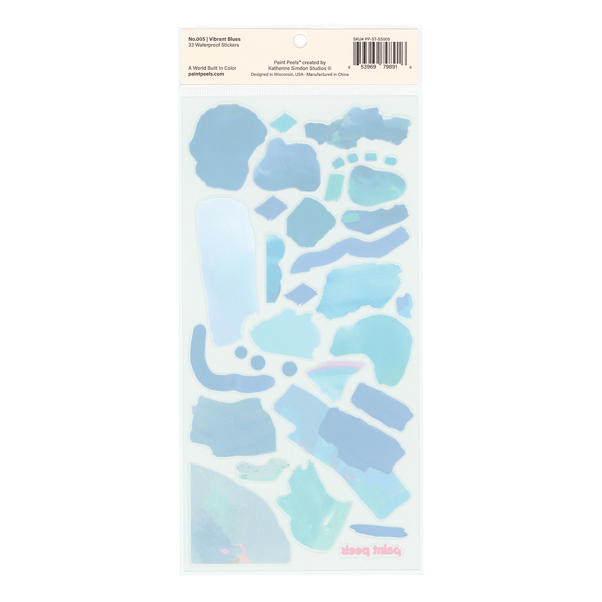 Vibrant Blues Paint Peels - No.005 Single Sticker Sheet-5