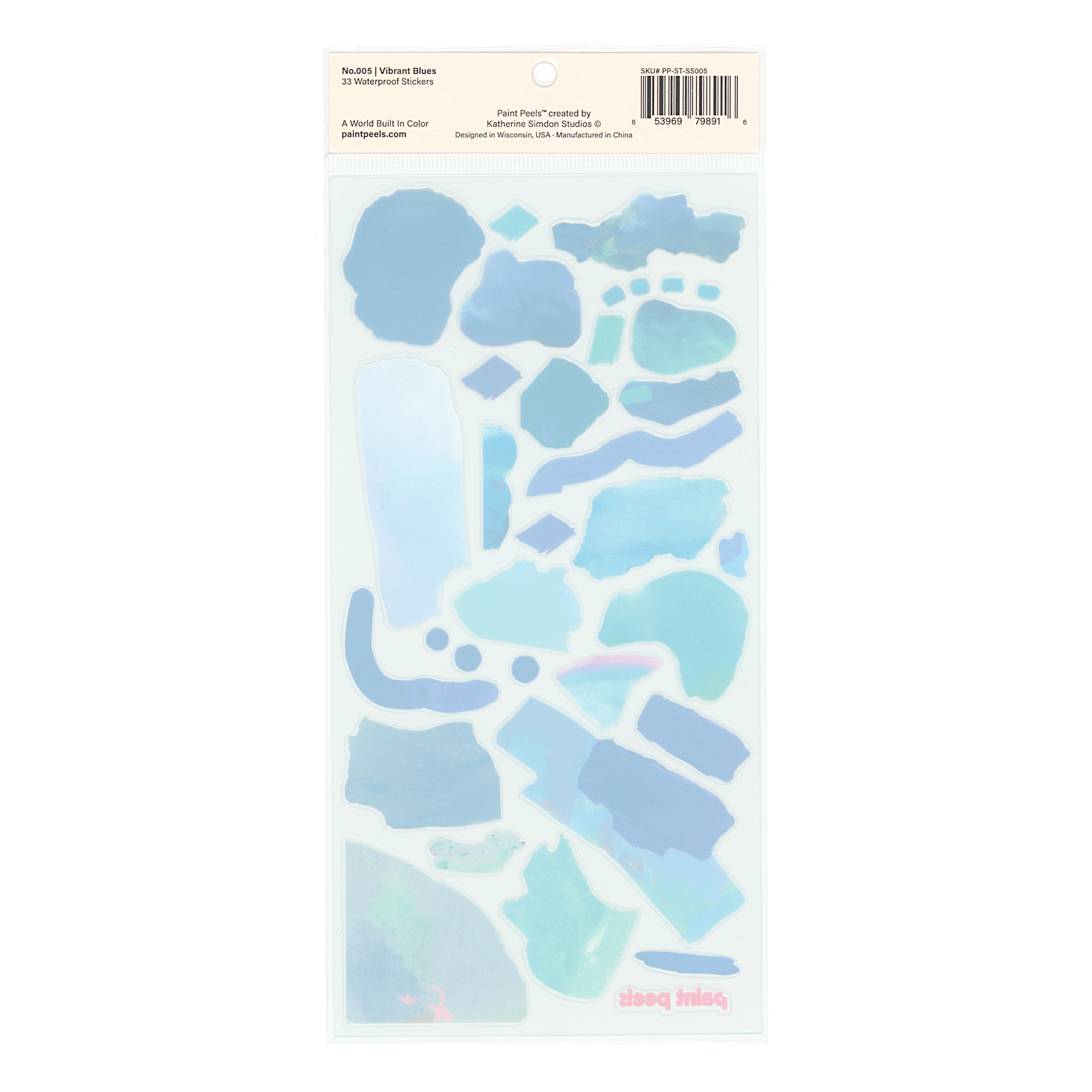 Vibrant Blues Paint Peels - No.005 Single Sticker Sheet-zoom-5