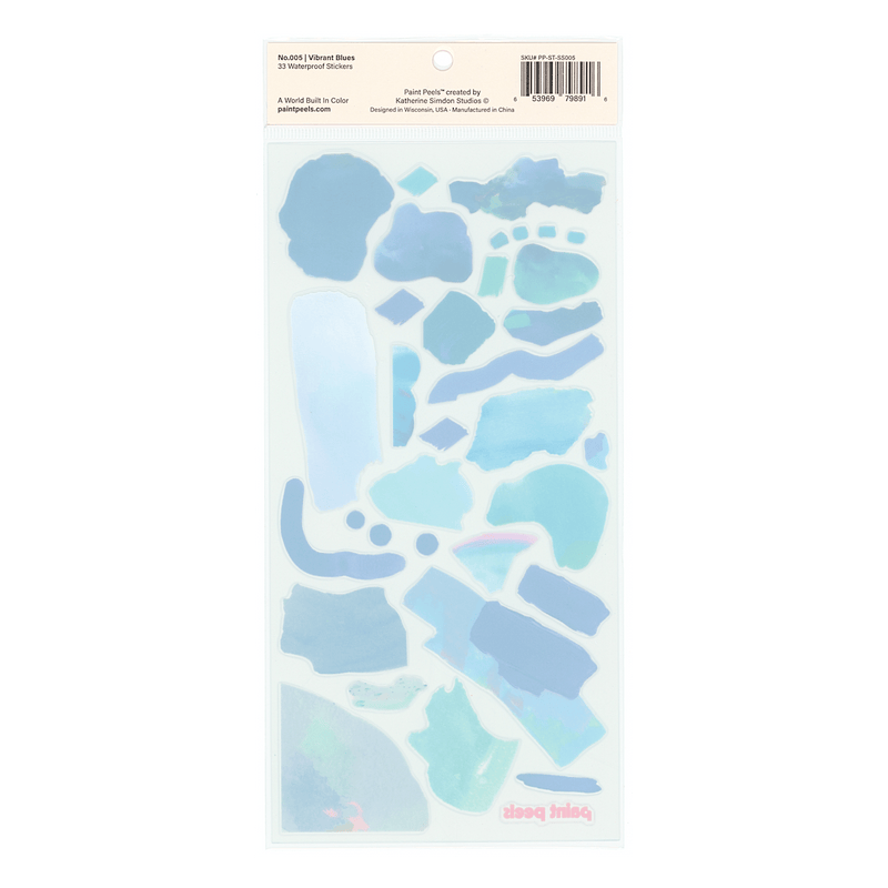 Vibrant Blues Paint Peels - No.005 Single Sticker Sheet-zoom-